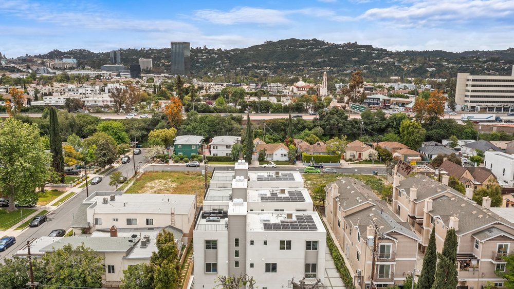 Aerial view over a Los Angeles residential neighbourhood where TDG acquires development sites