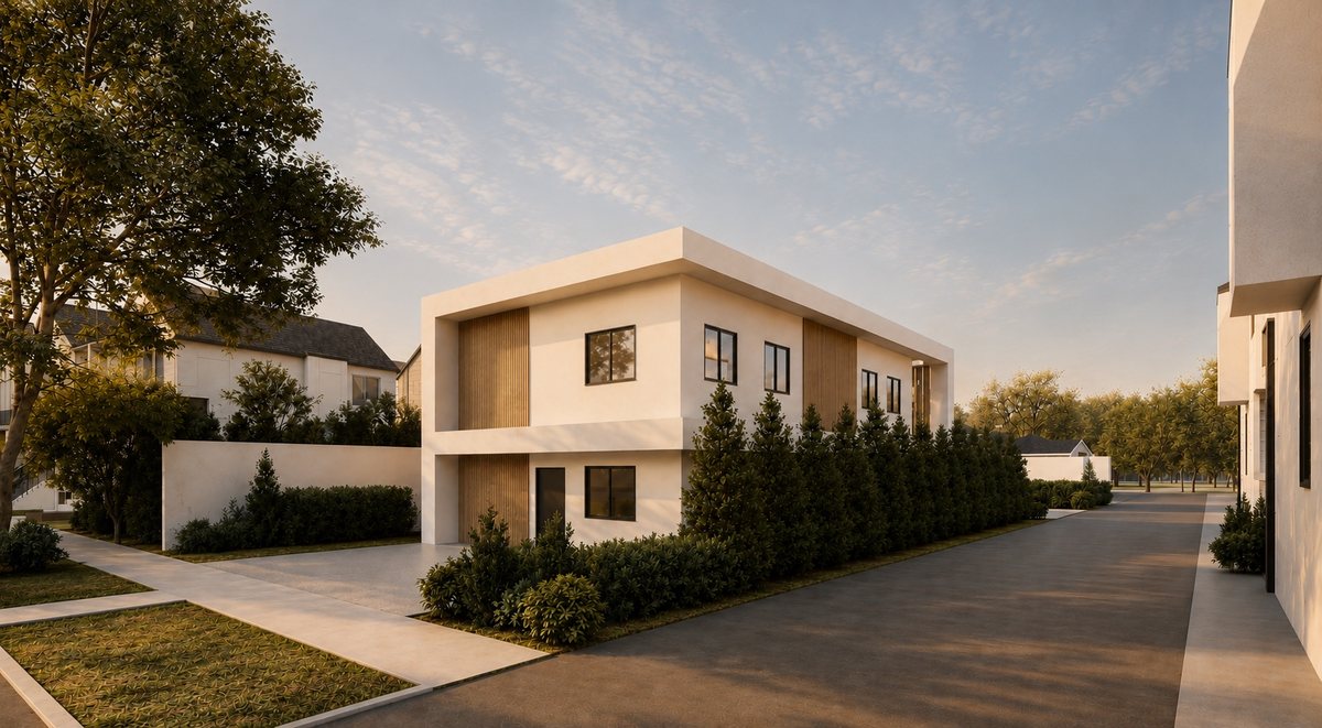 “The Gardner II” — rendering of the side elevation along the drive