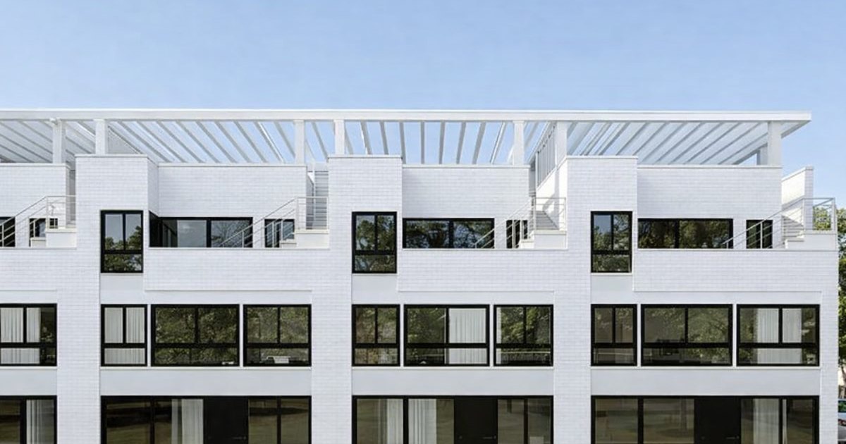 &ldquo;The SAMO IX&rdquo; — front elevation with rooftop pergola decks in Santa Monica
