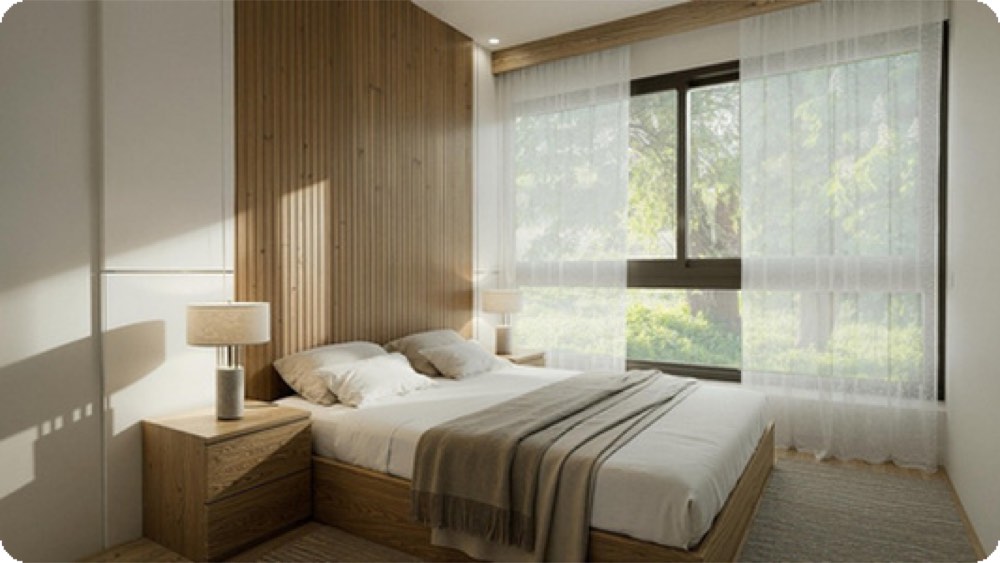 &ldquo;The SAMO IX&rdquo; — bedroom with wood accent wall